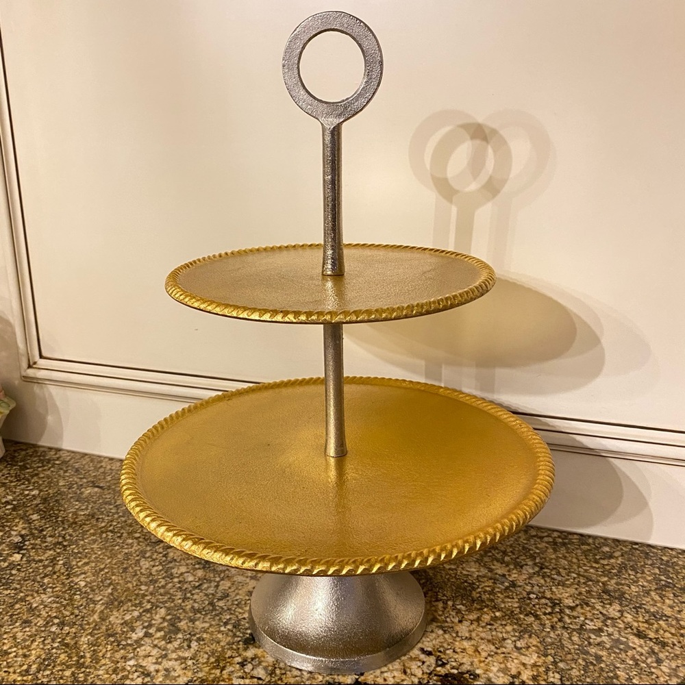 Silver & Gold Tiered Dessert Tray